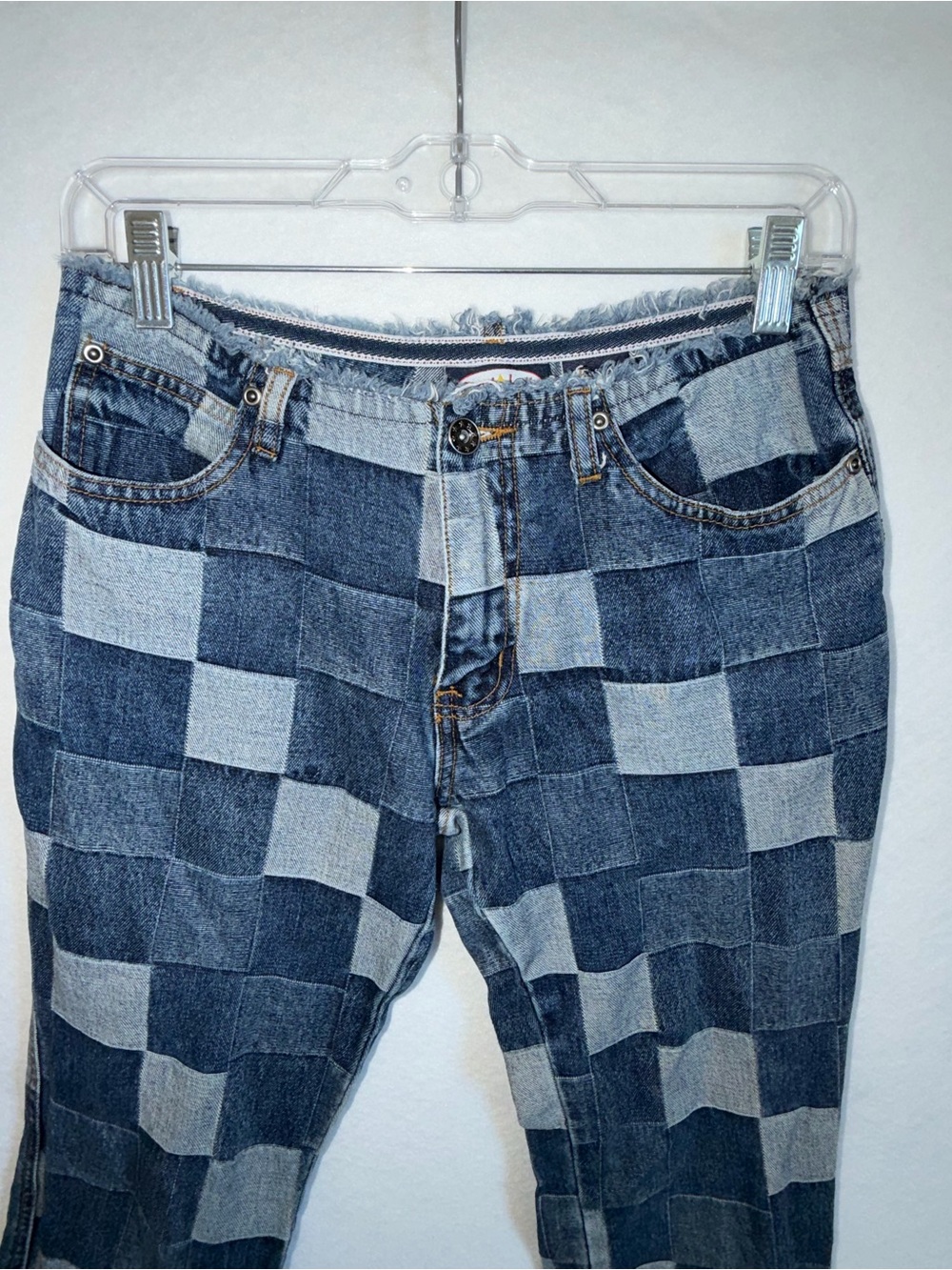 Vintage Zoey Beth Low Rise Patchwork Checkerboard Blue Jeans - Picture 10 of 11